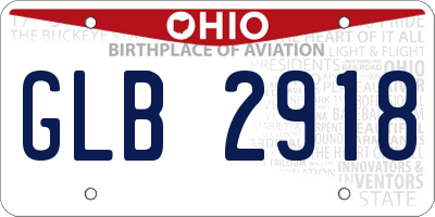 OH license plate GLB2918