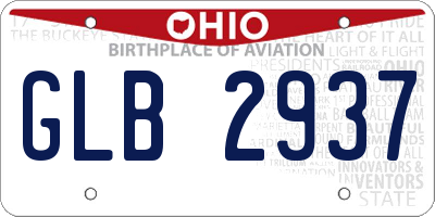OH license plate GLB2937