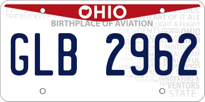 OH license plate GLB2962
