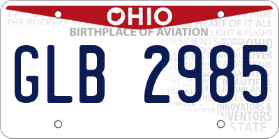 OH license plate GLB2985