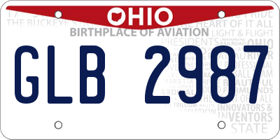 OH license plate GLB2987
