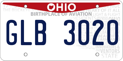 OH license plate GLB3020