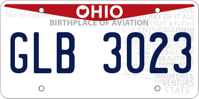 OH license plate GLB3023
