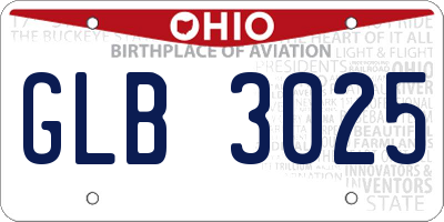 OH license plate GLB3025