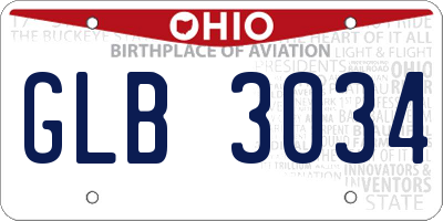 OH license plate GLB3034