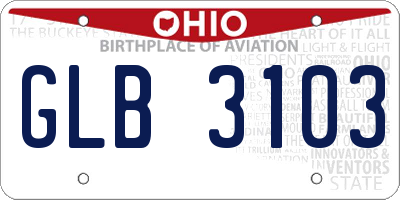 OH license plate GLB3103