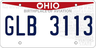 OH license plate GLB3113