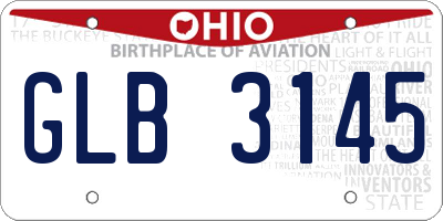 OH license plate GLB3145