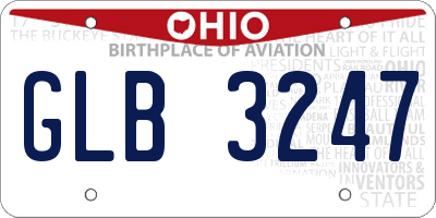 OH license plate GLB3247