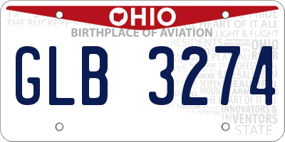 OH license plate GLB3274