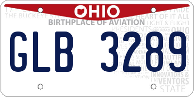 OH license plate GLB3289