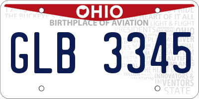 OH license plate GLB3345