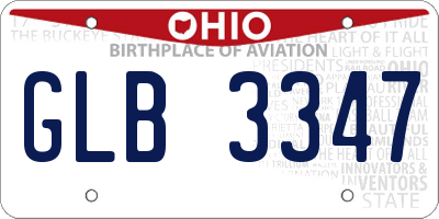 OH license plate GLB3347