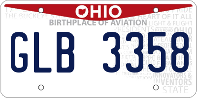 OH license plate GLB3358