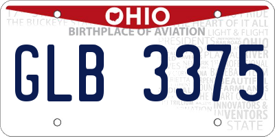 OH license plate GLB3375
