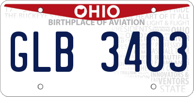 OH license plate GLB3403