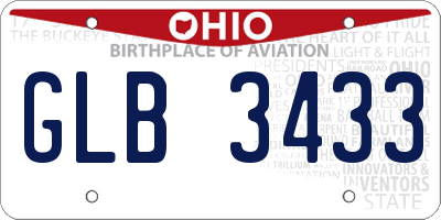 OH license plate GLB3433