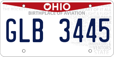 OH license plate GLB3445