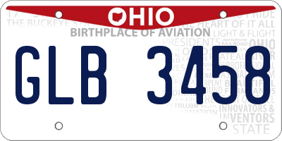 OH license plate GLB3458
