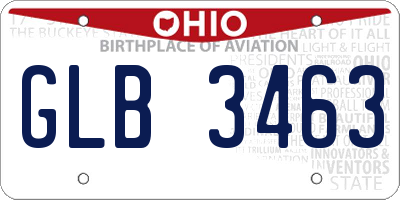OH license plate GLB3463