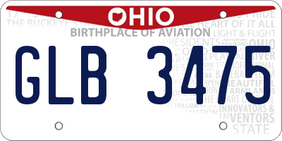 OH license plate GLB3475