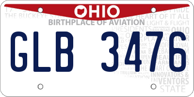 OH license plate GLB3476