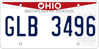 OH license plate GLB3496