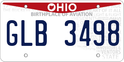 OH license plate GLB3498