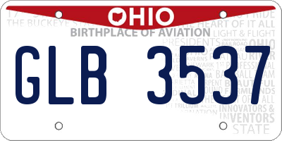 OH license plate GLB3537