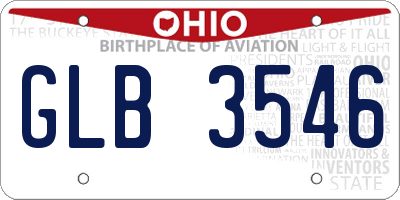 OH license plate GLB3546