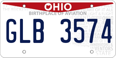 OH license plate GLB3574