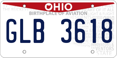OH license plate GLB3618