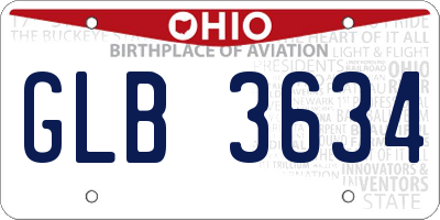 OH license plate GLB3634