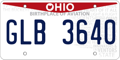 OH license plate GLB3640