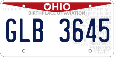 OH license plate GLB3645
