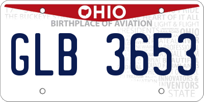 OH license plate GLB3653