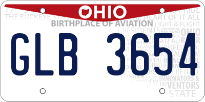 OH license plate GLB3654