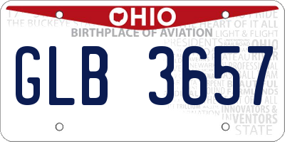 OH license plate GLB3657