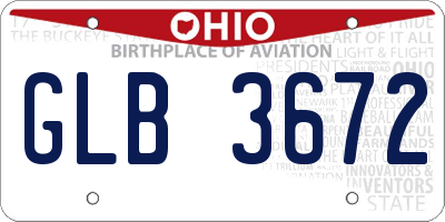OH license plate GLB3672