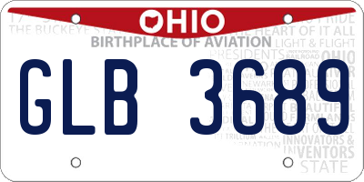 OH license plate GLB3689