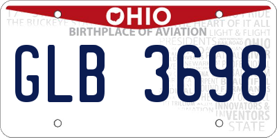 OH license plate GLB3698