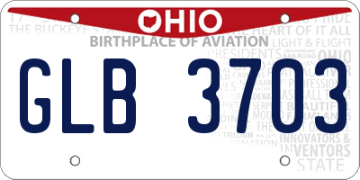 OH license plate GLB3703