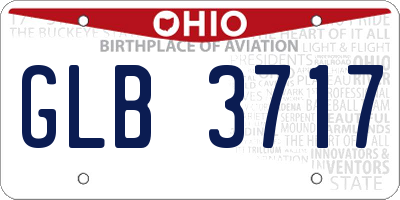 OH license plate GLB3717