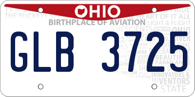 OH license plate GLB3725