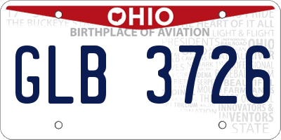 OH license plate GLB3726