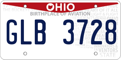 OH license plate GLB3728