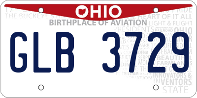 OH license plate GLB3729