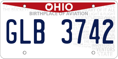 OH license plate GLB3742