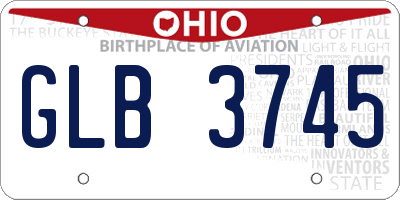 OH license plate GLB3745