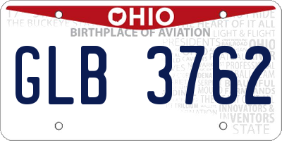 OH license plate GLB3762